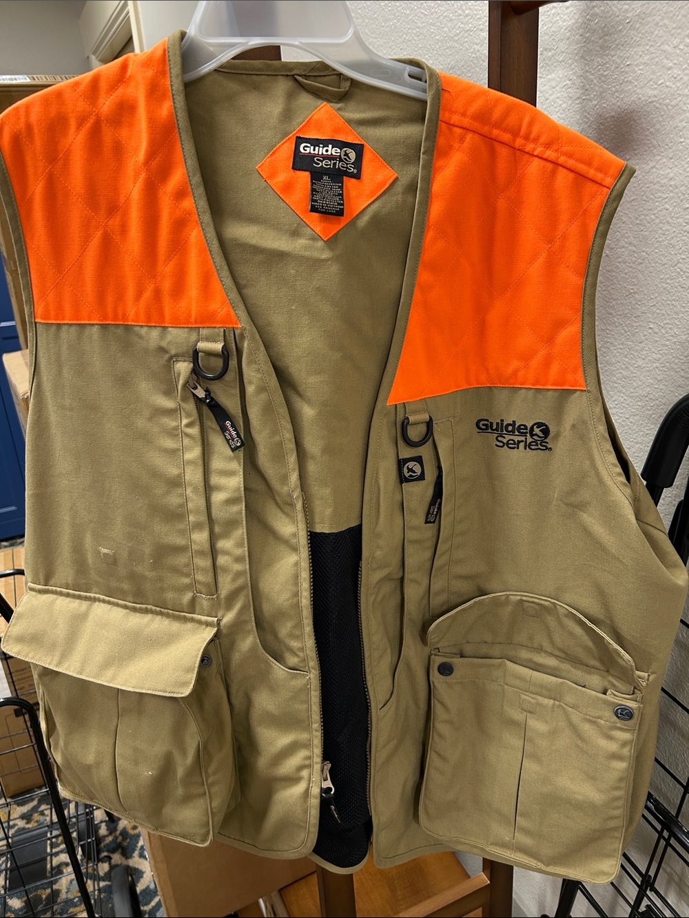 Guide Series Two-Tone Utility Vest in Orange & Khaki Cabin Core, Utility vest